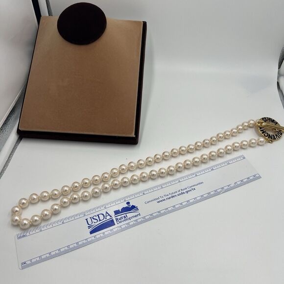 Vintage Givenchy Paris Chunky Faux Pearl Gold Tone Runway 80's Necklace Knotted - Picture 6 of 9